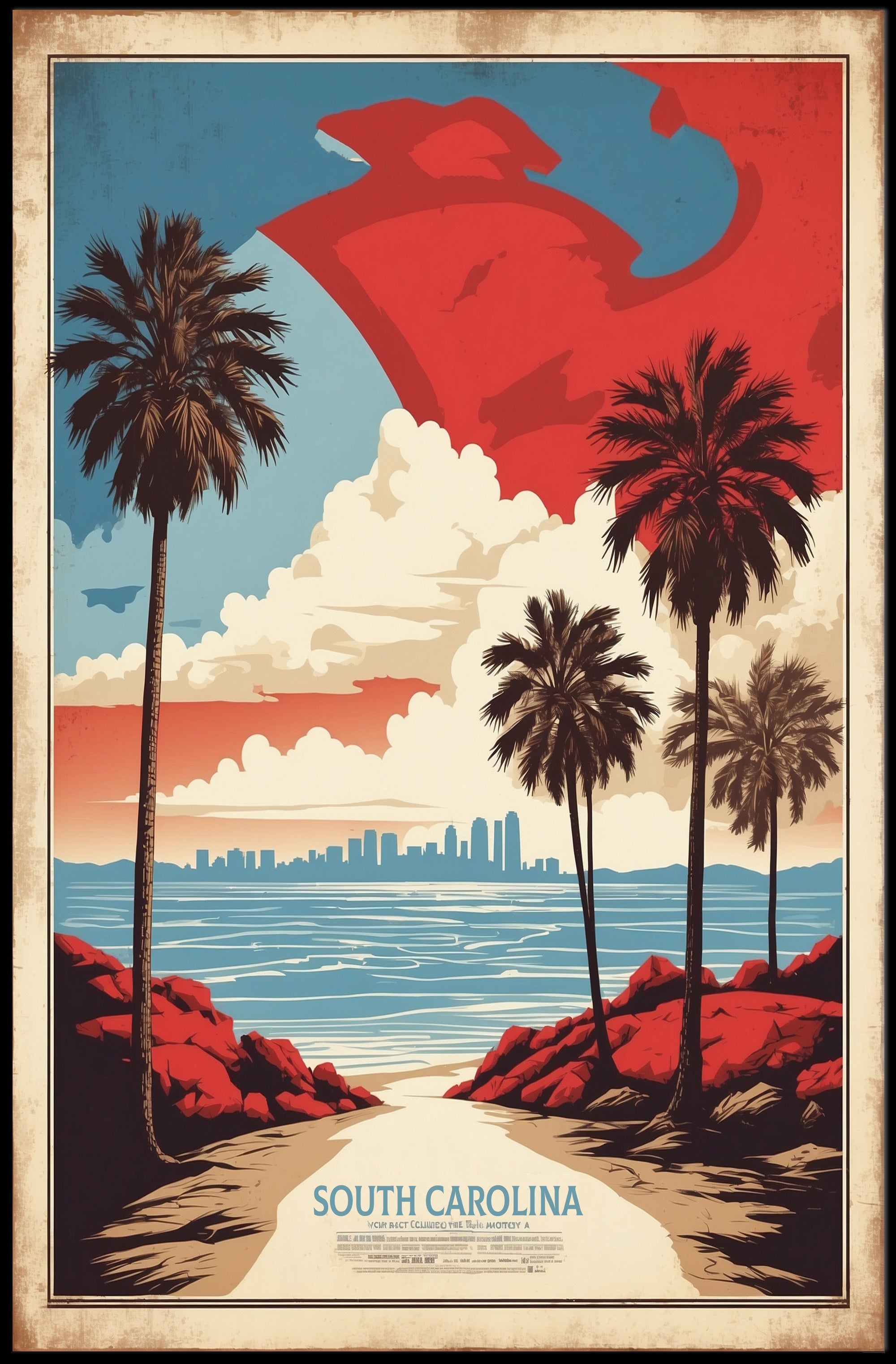 South Carolina Coastal Landscape Vintage Travel Poster PosterGoat