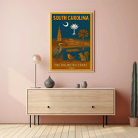 South Carolina Heritage Print Celebrating State Symbols and History Poster PosterGoat