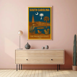 South Carolina Heritage Print Celebrating State Symbols and History Poster PosterGoat