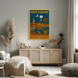 South Carolina Heritage Print Celebrating State Symbols and History Poster PosterGoat