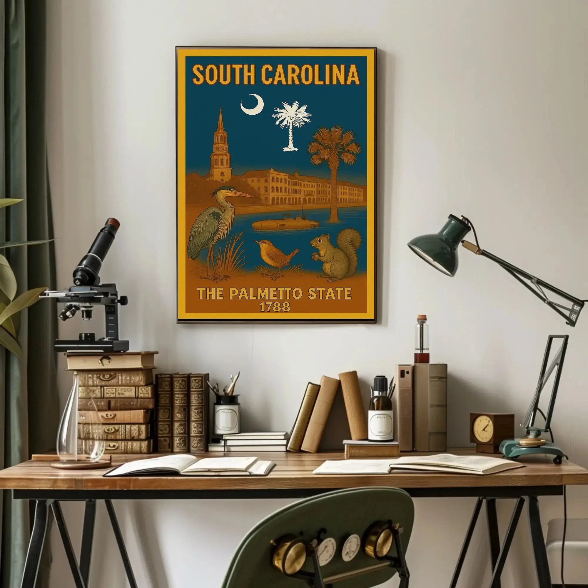 South Carolina Heritage Print Celebrating State Symbols and History Poster PosterGoat