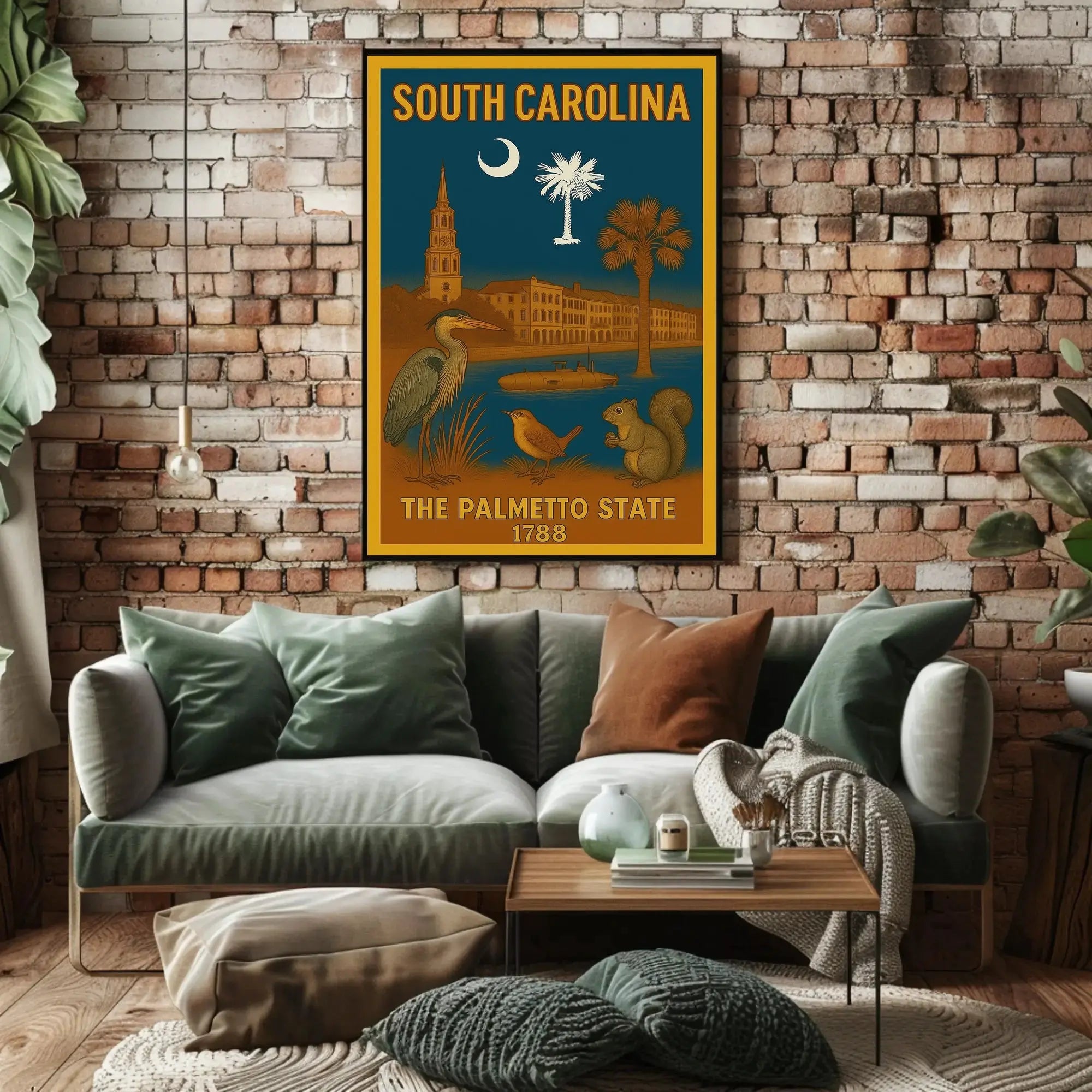 South Carolina Heritage Print Celebrating State Symbols and History Poster PosterGoat