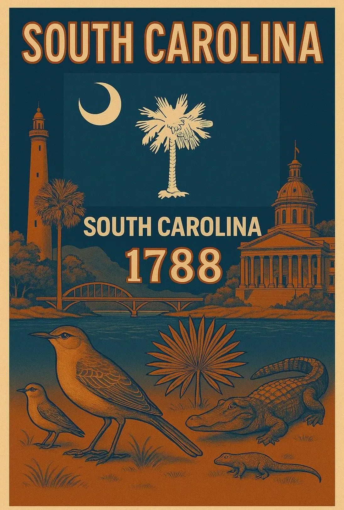 South Carolina Heritage Vintage Travel Poster PosterGoat