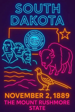 South Dakota Neon Heritage Art Poster PosterGoat