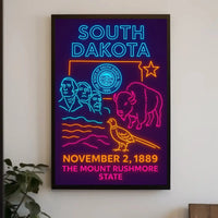 South Dakota Neon Heritage Art Poster PosterGoat