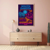 South Dakota Neon Heritage Art Poster PosterGoat