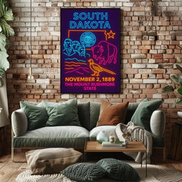 South Dakota Neon Heritage Art Poster PosterGoat