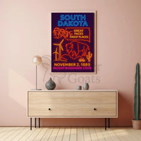 South Dakota Neon Retro Travel Poster PosterGoat