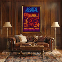 South Dakota Neon Retro Travel Poster PosterGoat