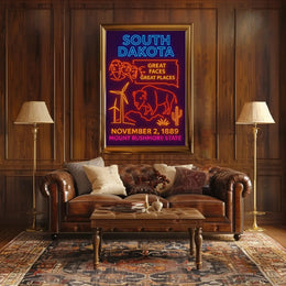 South Dakota Neon Retro Travel Poster PosterGoat