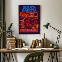 South Dakota Neon Retro Travel Poster PosterGoat