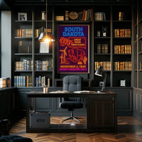 South Dakota Neon Retro Travel Poster PosterGoat
