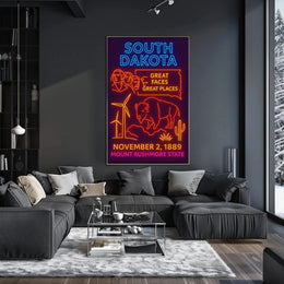 South Dakota Neon Retro Travel Poster PosterGoat