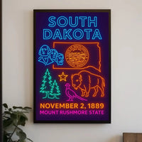 South Dakota Statehood Celebration Vintage Neon Heritage Poster PosterGoat
