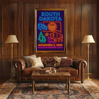 South Dakota Statehood Celebration Vintage Neon Heritage Poster PosterGoat