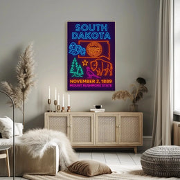 South Dakota Statehood Celebration Vintage Neon Heritage Poster PosterGoat