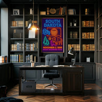 South Dakota Statehood Celebration Vintage Neon Heritage Poster PosterGoat