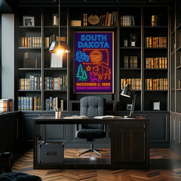 South Dakota Statehood Celebration Vintage Neon Heritage Poster PosterGoat