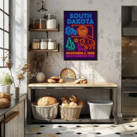South Dakota Statehood Celebration Vintage Neon Heritage Poster PosterGoat