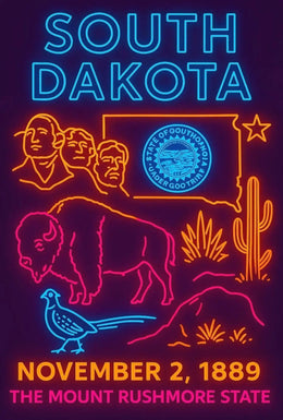 South Dakota Vibrant Retro Neon Sign Travel Poster PosterGoat