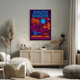 South Dakota Vibrant Retro Neon Sign Travel Poster PosterGoat