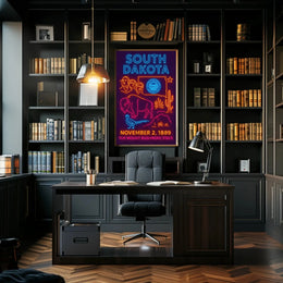 South Dakota Vibrant Retro Neon Sign Travel Poster PosterGoat