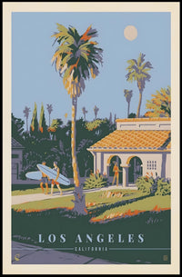 Southern Californian Surf Scene Travel Poster PosterGoat