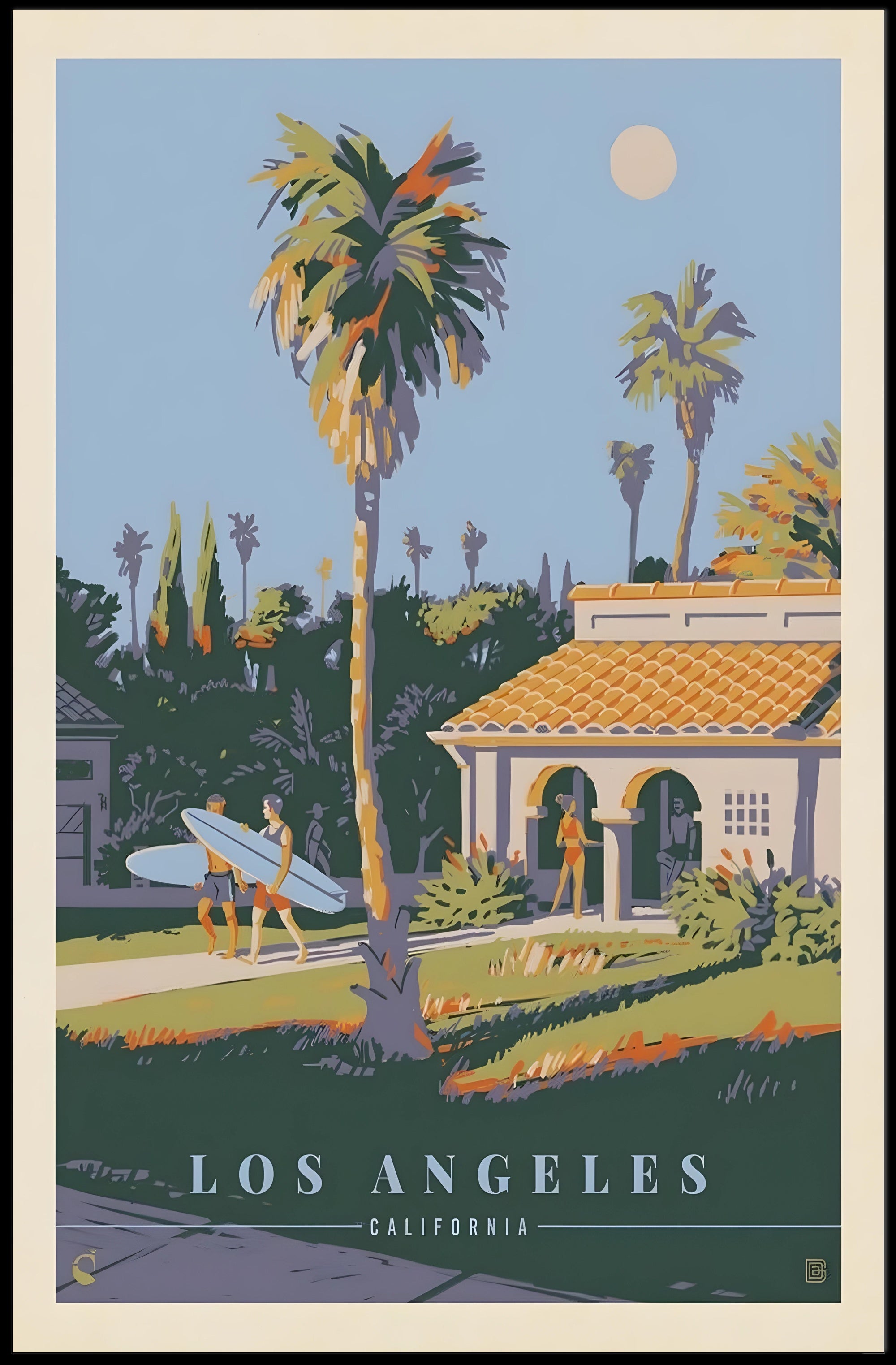 Southern Californian Surf Scene Travel Poster PosterGoat