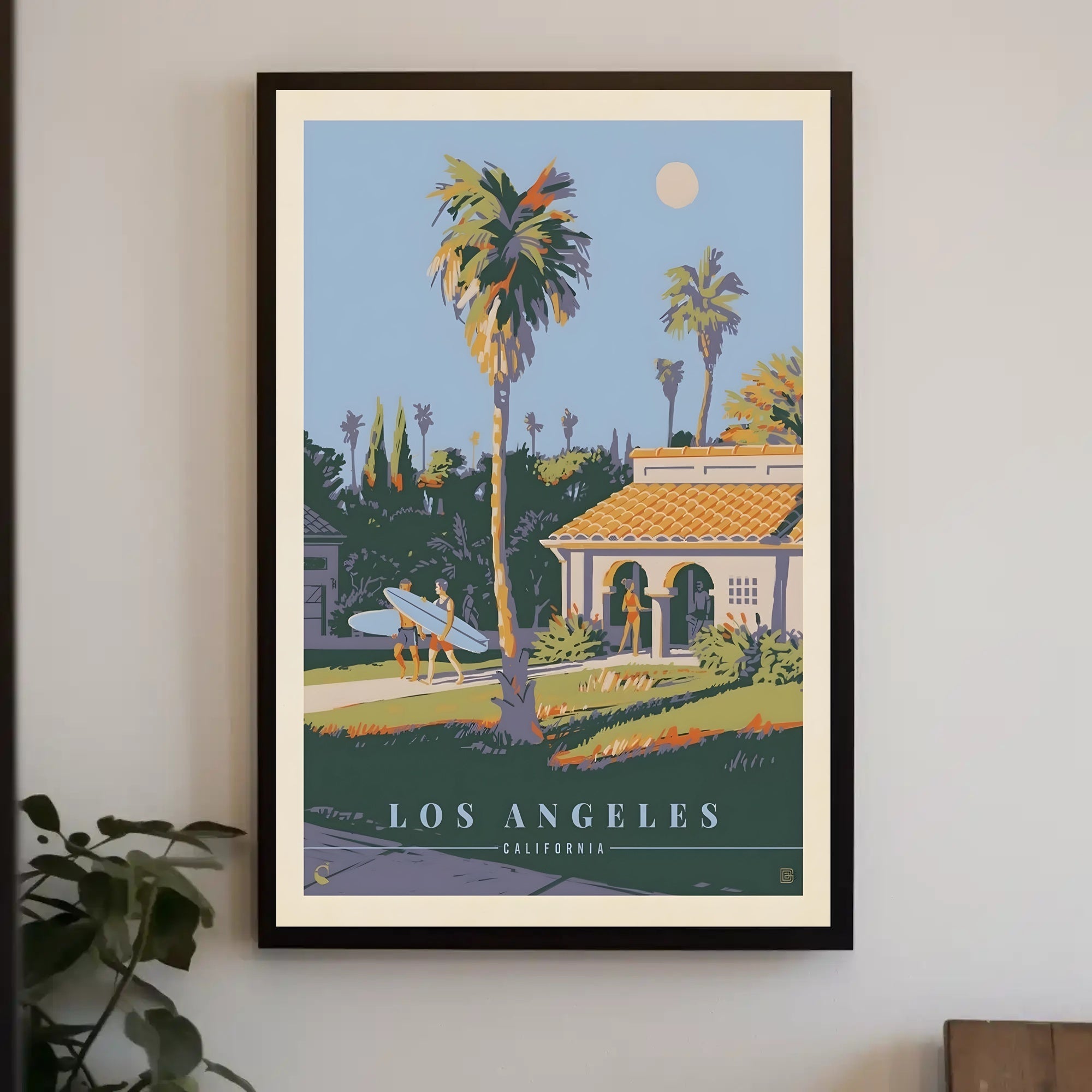 Southern Californian Surf Scene Travel Poster PosterGoat
