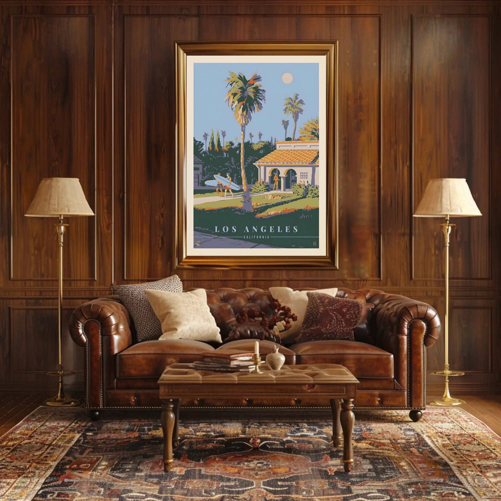 Southern Californian Surf Scene Travel Poster PosterGoat