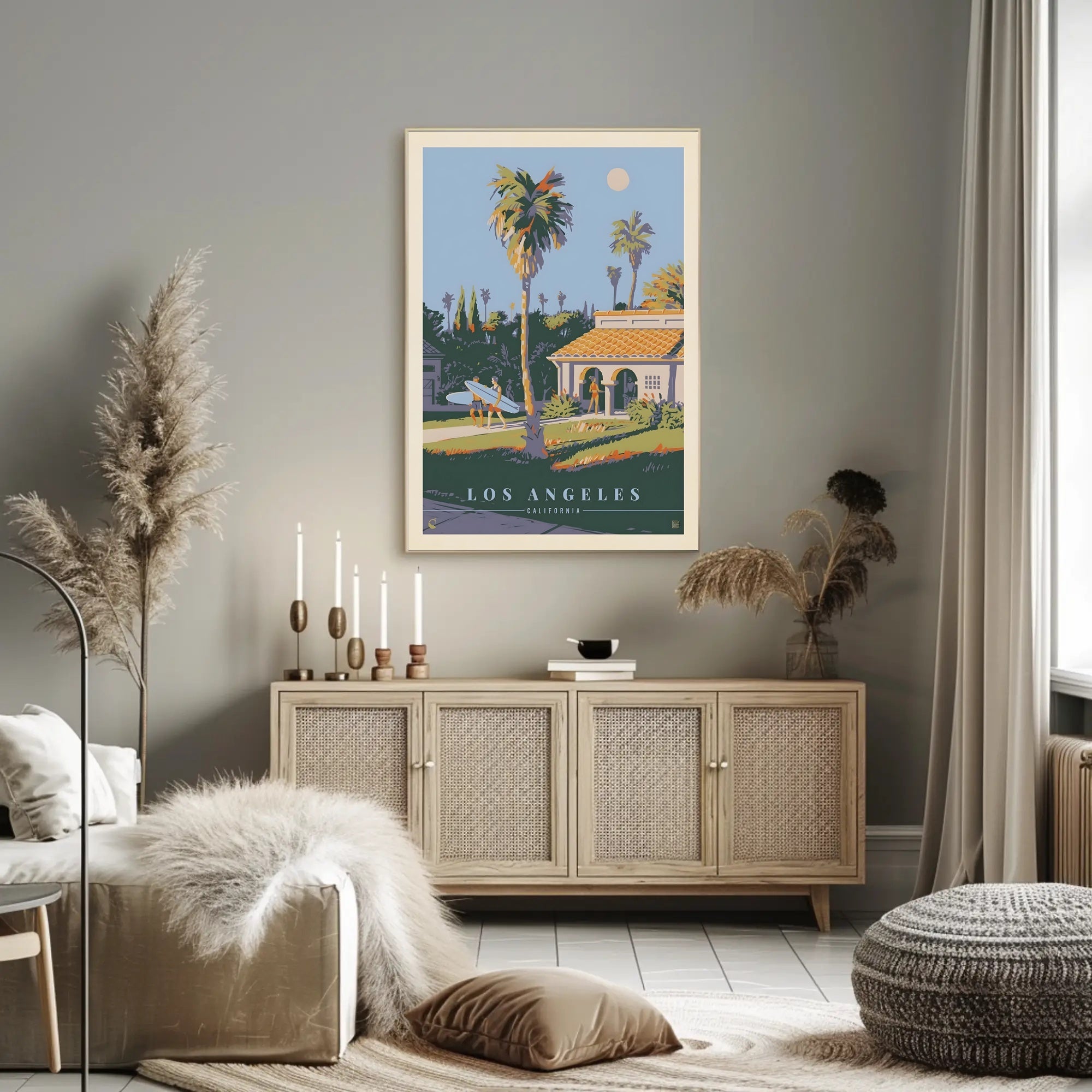 Southern Californian Surf Scene Travel Poster PosterGoat
