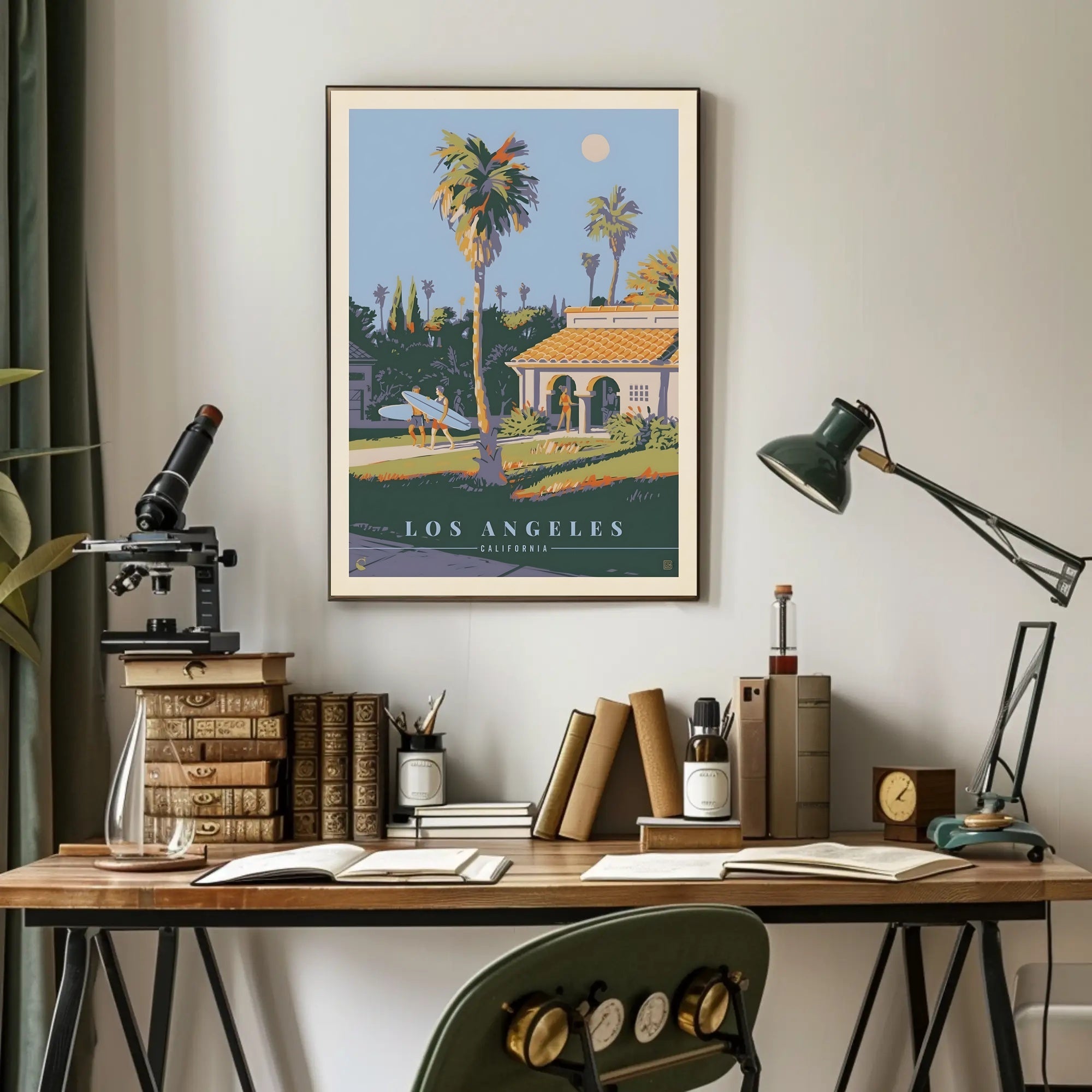 Southern Californian Surf Scene Travel Poster PosterGoat