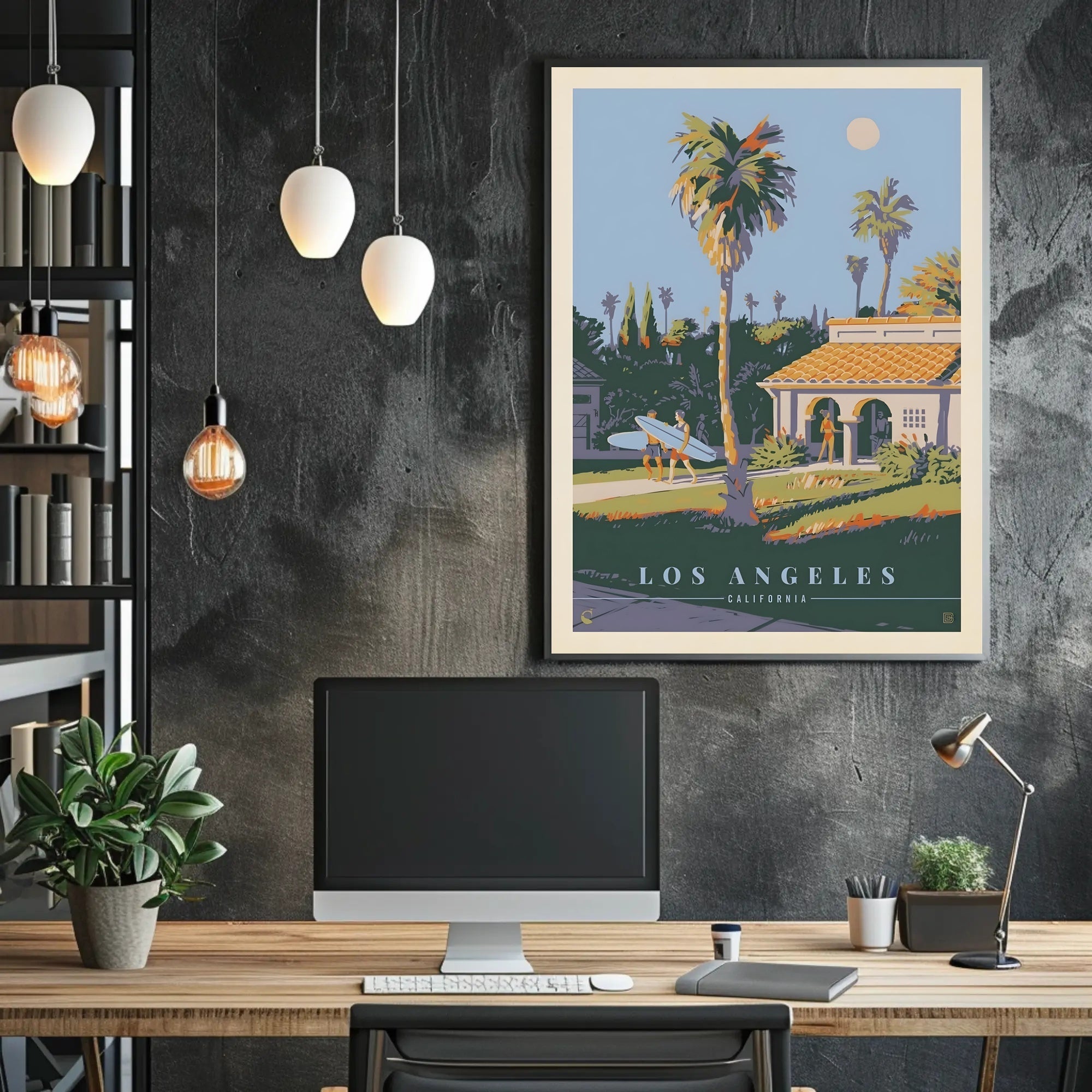 Southern Californian Surf Scene Travel Poster PosterGoat