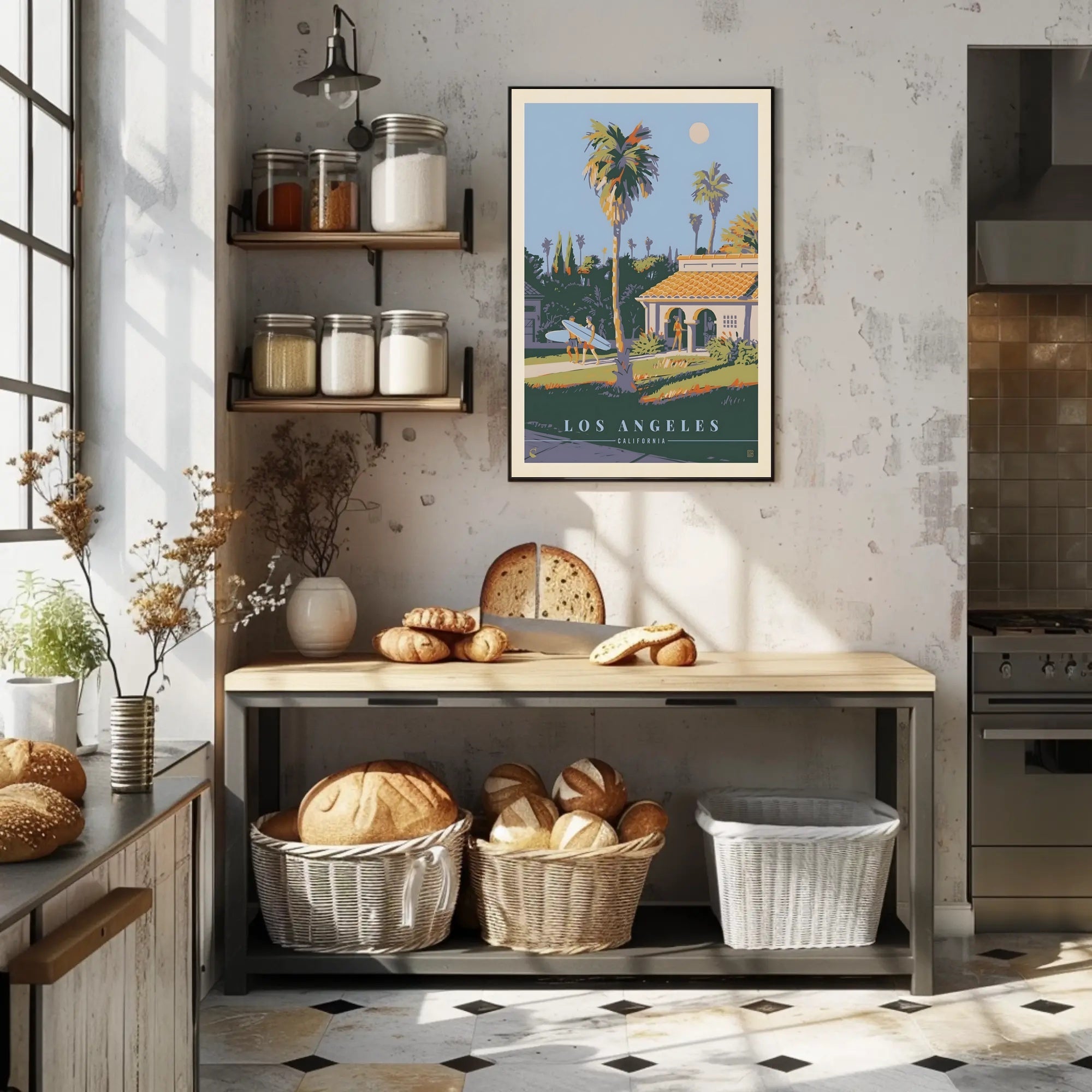 Southern Californian Surf Scene Travel Poster PosterGoat