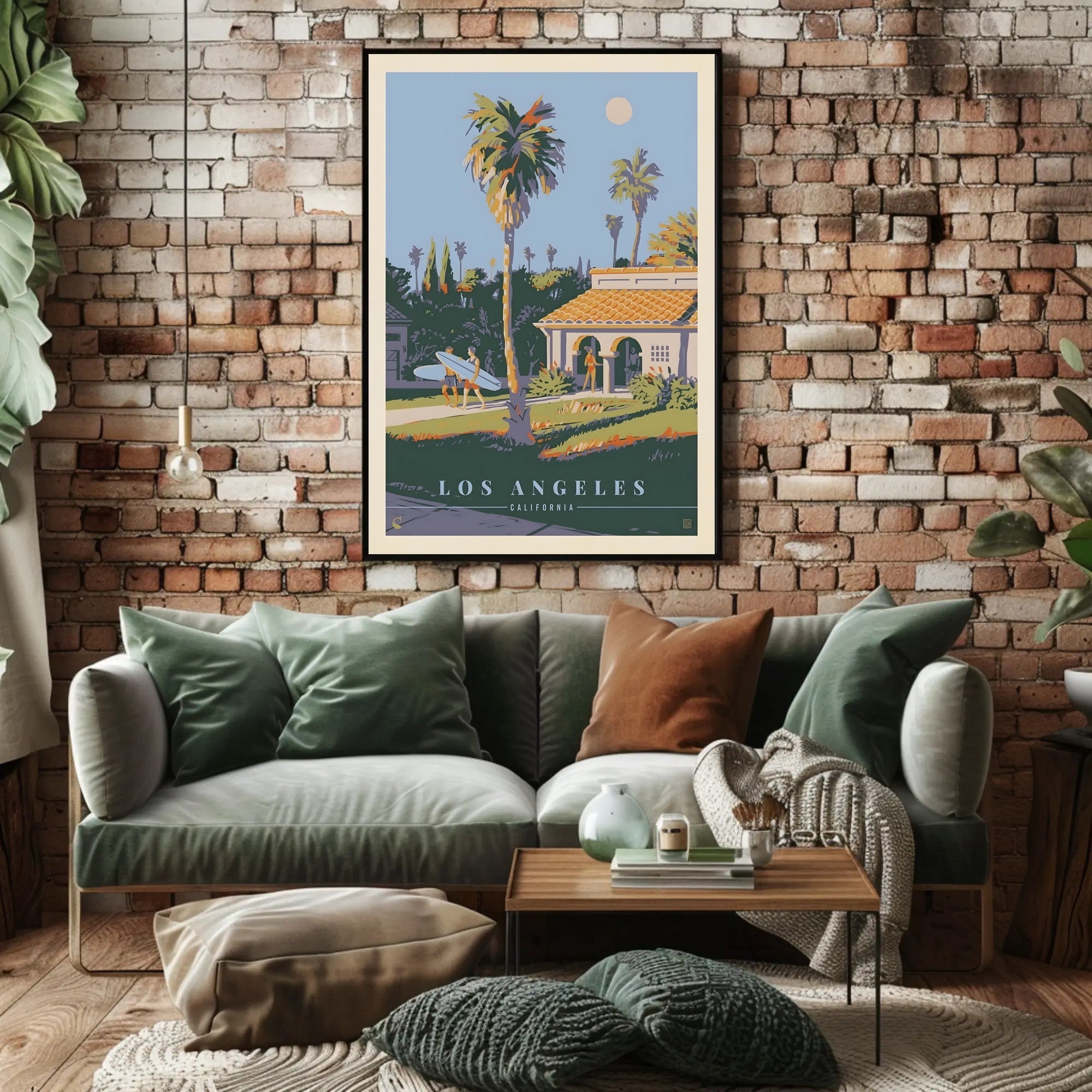 Southern Californian Surf Scene Travel Poster PosterGoat