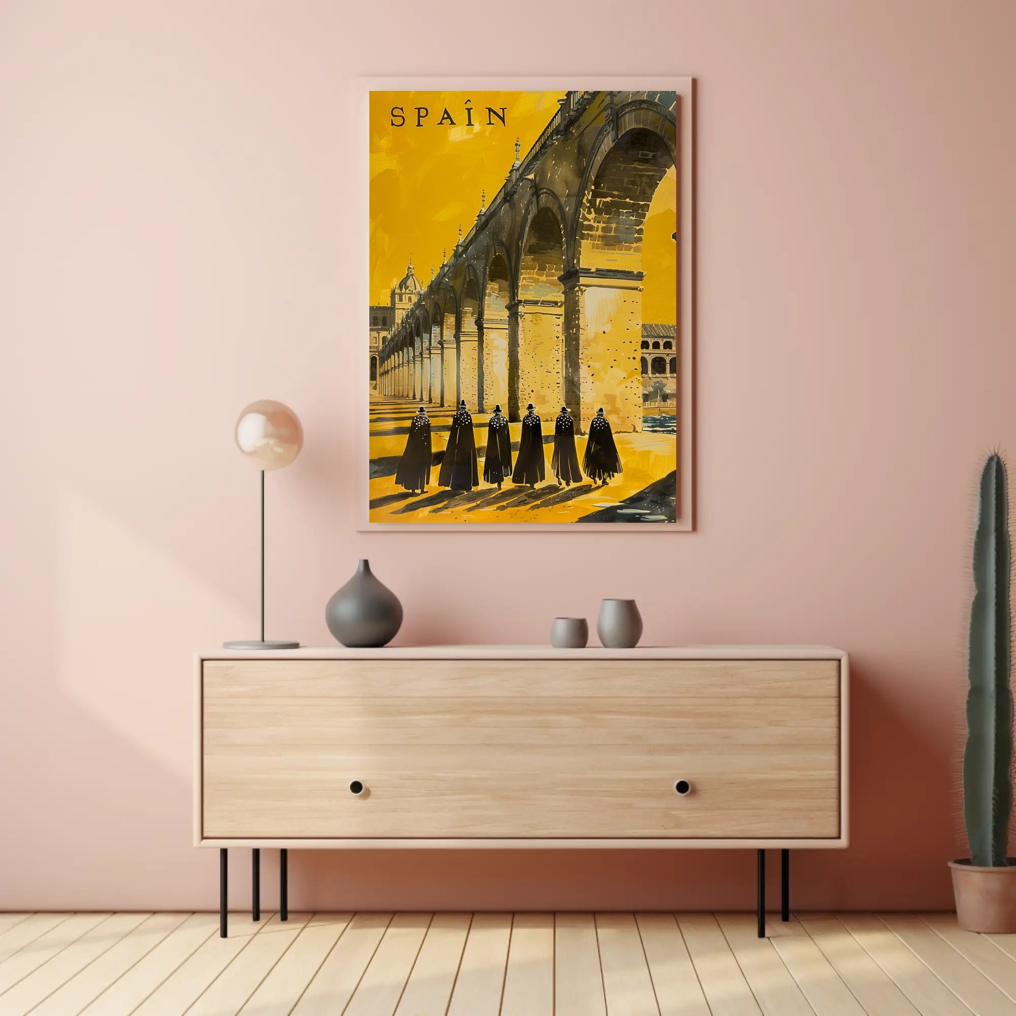 Spanish Stone Arch Vintage Scene in Cultural or Heritage Poster PosterGoat