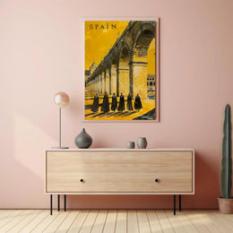 Spanish Stone Arch Vintage Scene in Cultural or Heritage Poster PosterGoat