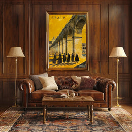 Spanish Stone Arch Vintage Scene in Cultural or Heritage Poster PosterGoat