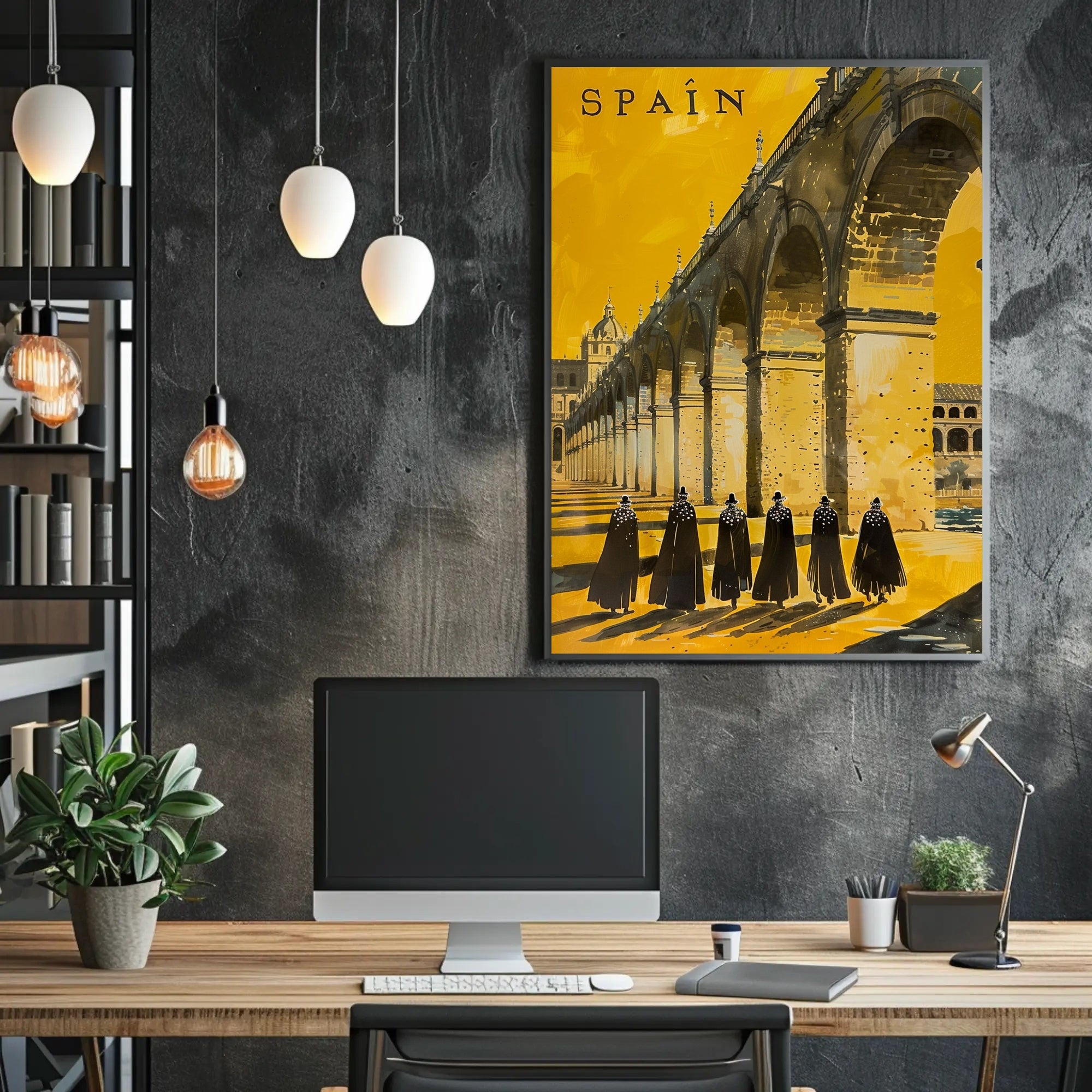 Spanish Stone Arch Vintage Scene in Cultural or Heritage Poster PosterGoat