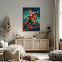 Speedrun Master Character with Stopwatch Pop Culture Poster PosterGoat