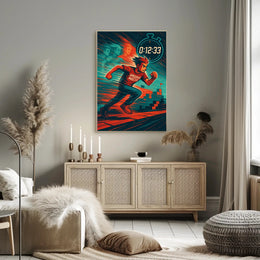 Speedrun Master Character with Stopwatch Pop Culture Poster PosterGoat