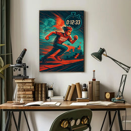 Speedrun Master Character with Stopwatch Pop Culture Poster PosterGoat