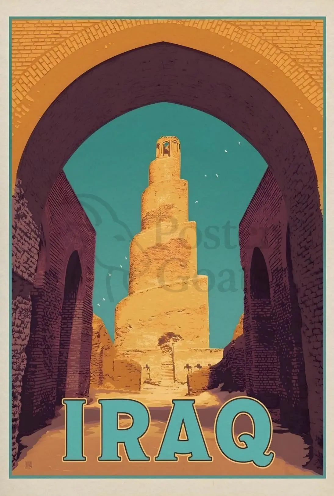 Spiraling Malwiya Tower Iraq Travel Poster PosterGoat