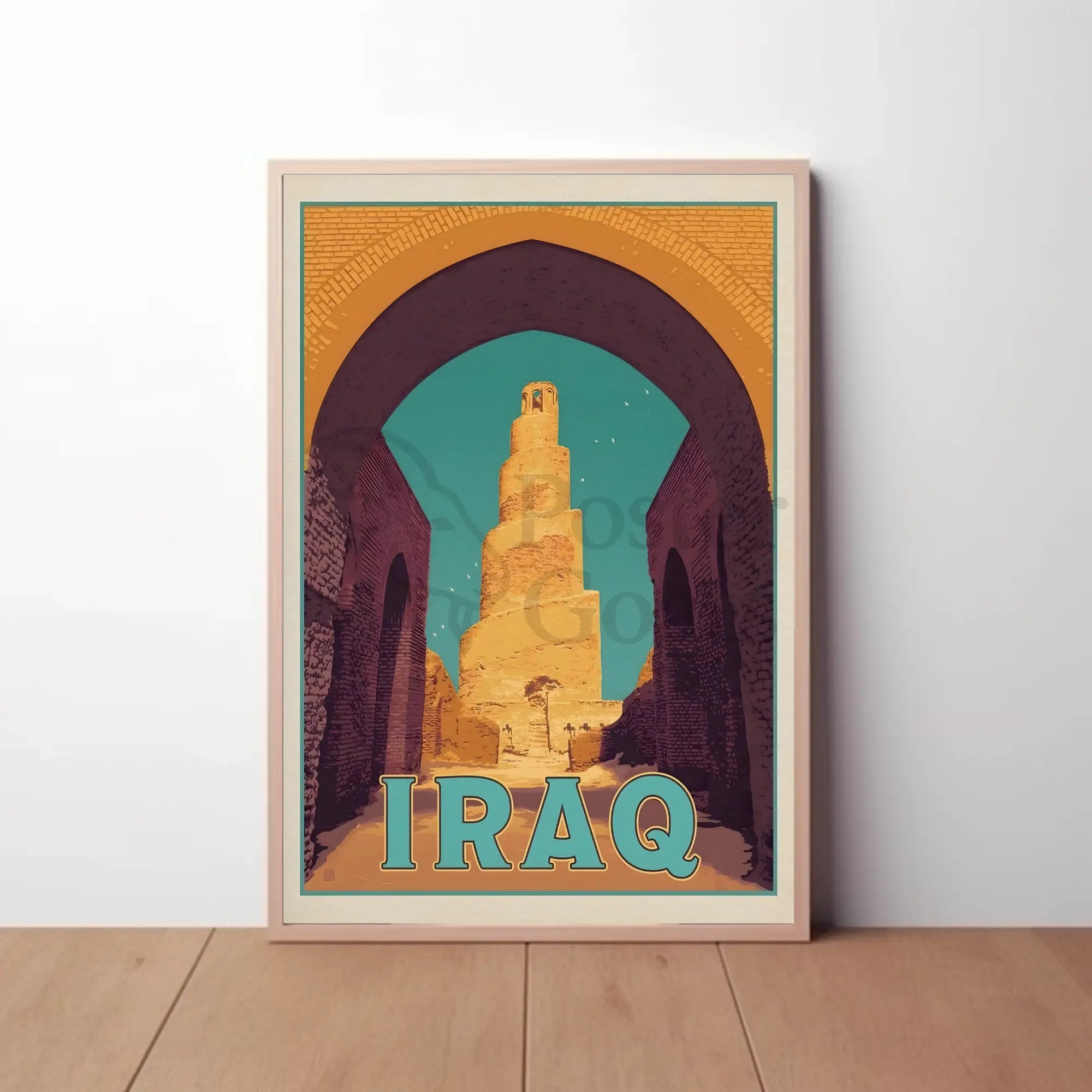 Spiraling Malwiya Tower Iraq Travel Poster PosterGoat