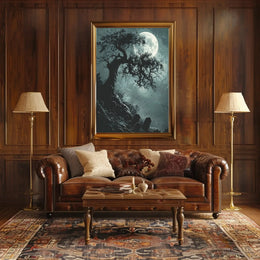 Spooky Graveyard Scene Under Moonlight Artistic Poster PosterGoat