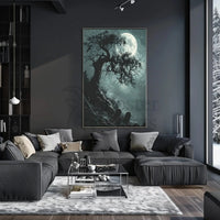 Spooky Graveyard Scene Under Moonlight Artistic Poster PosterGoat