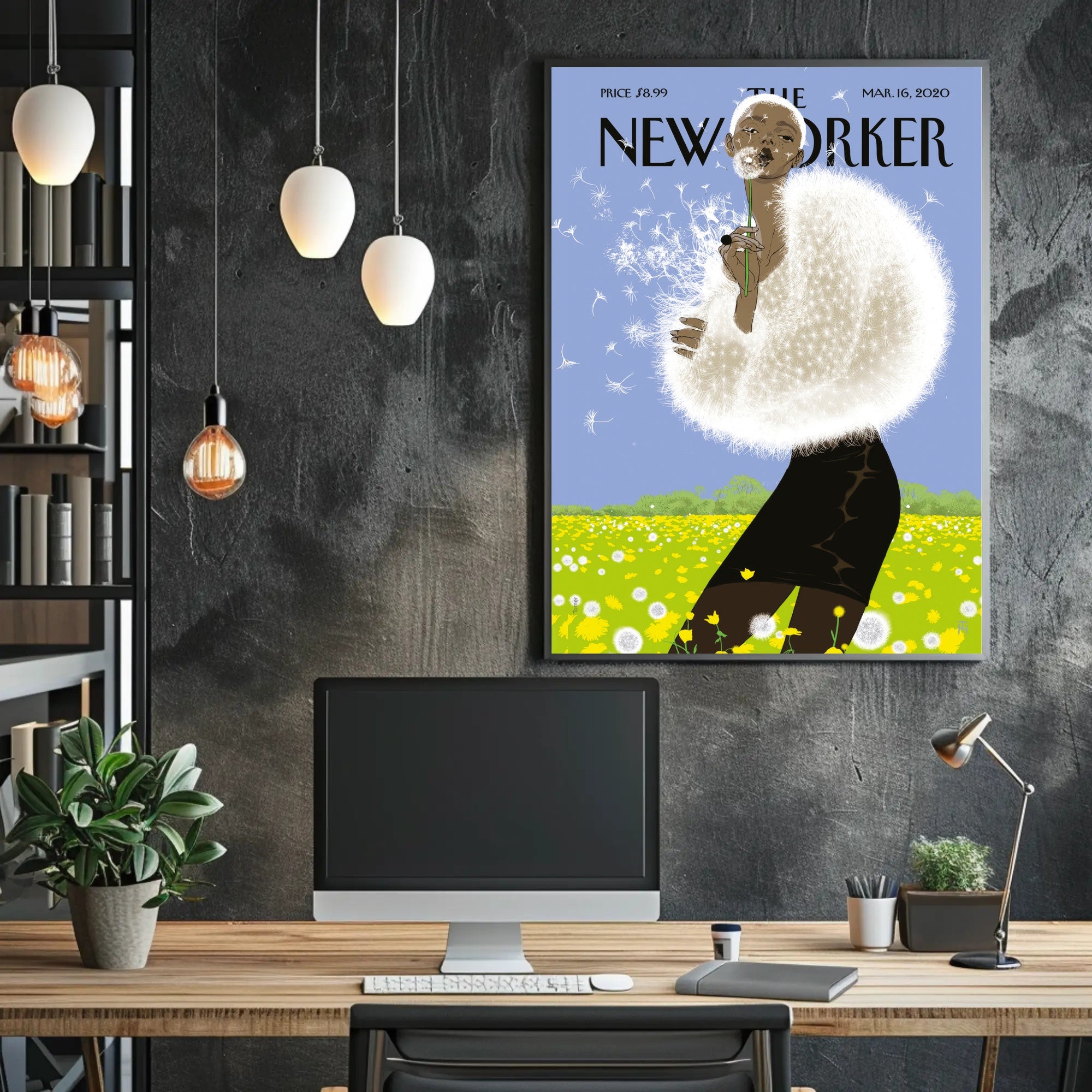 Spring Vibes Bright Dandelion Scene Artistic Poster PosterGoat