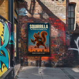 Squirrilla The Hyperactive Squirrel Poster PosterGoat