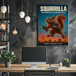 Squirrilla The Hyperactive Squirrel Poster PosterGoat