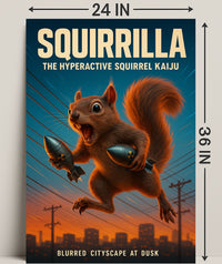 Squirrilla The Hyperactive Squirrel Poster PosterGoat